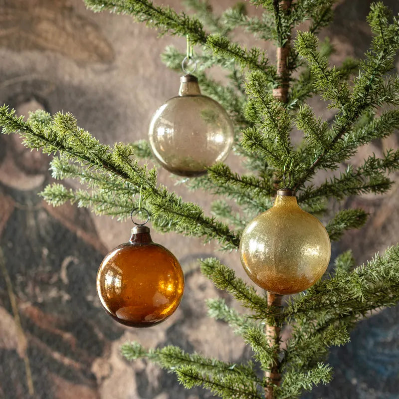 4" Recycled Amber Glass Ornament - Choose Color