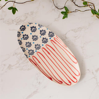 Americana Folk Art Stoneware Platter