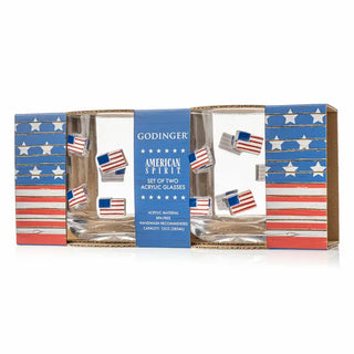 Set of 2 American Flag Acrylic Icon Glasses