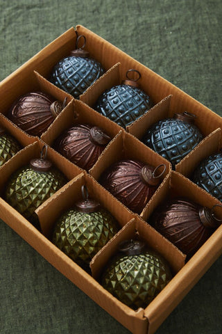 Set of 12 Angelica Glass Ornaments