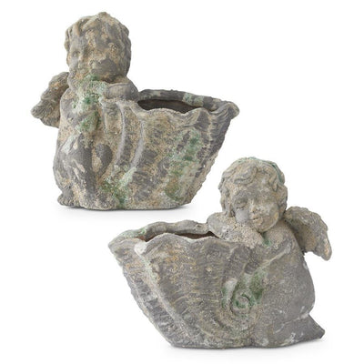 Set of 2 European Garden Style Angel Clay Flower Pots