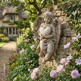 28.5" Weathered Wall Hanging Angel Statue