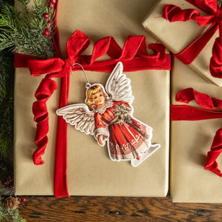Retro Angel with Holly Ornament