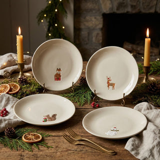 Hand-Painted Holiday Animal Stoneware Appetizer Plate — Choose Your Style