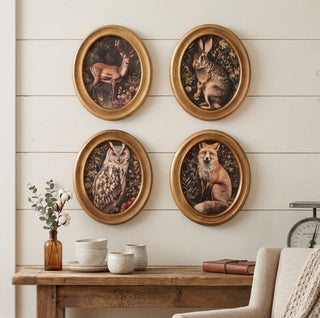 12" x 10" Oval Framed Forest Animal - Choose Your Favorite Animal