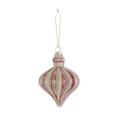 Pink Mercury Glass Ornament with Champagne Glitter - Choose Style