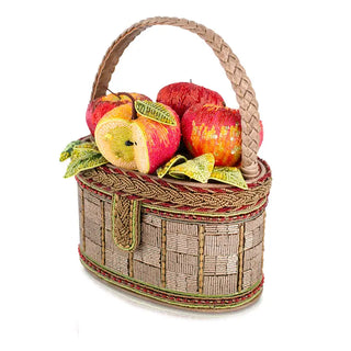 Mary Frances Apple Orchard Beaded Fruit Basket Top Handle Bag