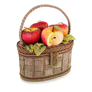 Mary Frances Apple Orchard Beaded Fruit Basket Top Handle Bag