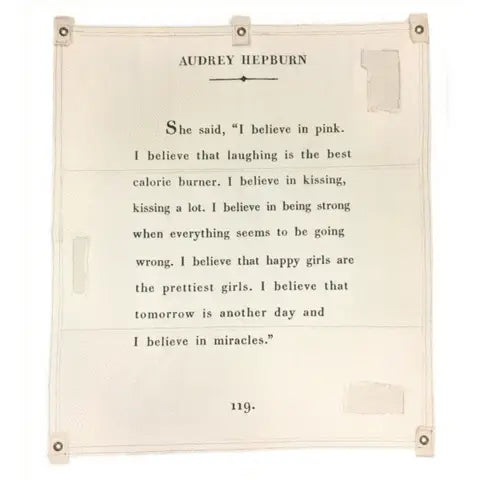 46" x 57" Large Wall Hanging - Audrey Hepburn Quote - I Believe In Pink