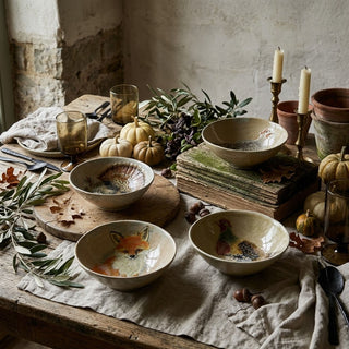 Hand-Painted Autumn Stoneware Bowl - Choose Style