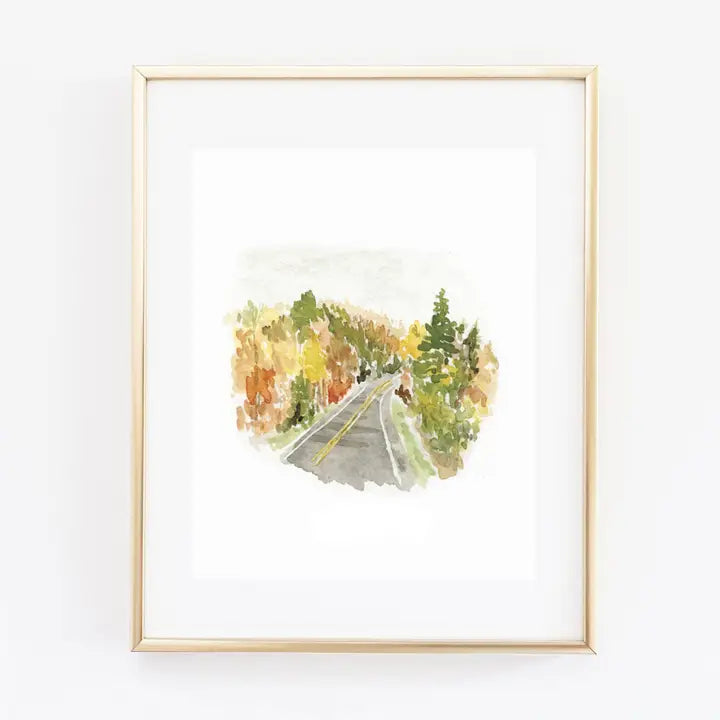 Autumn Road Original Watercolor Print