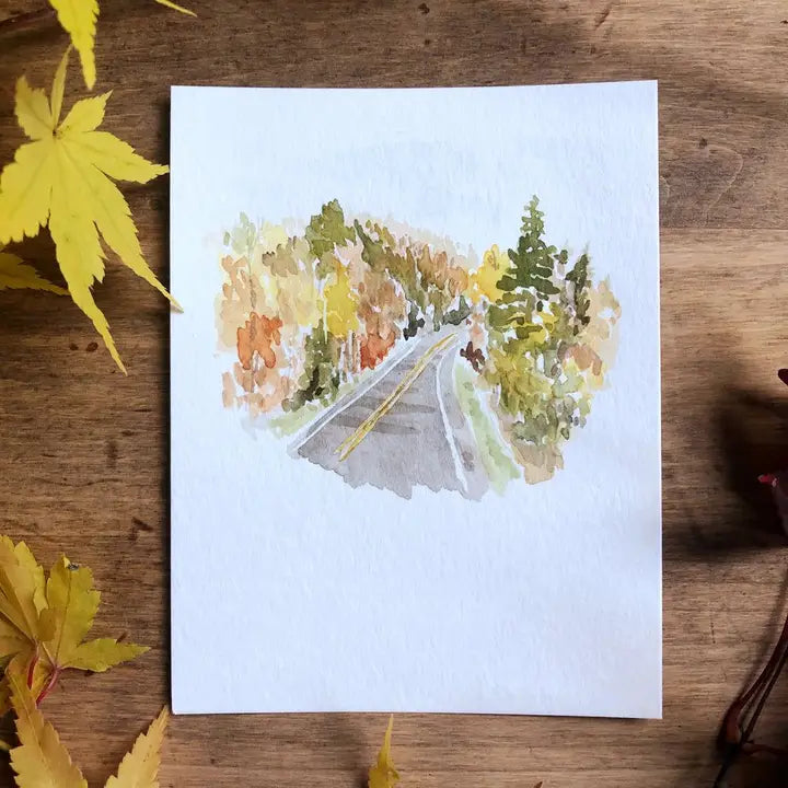 Autumn Road Original Watercolor Print