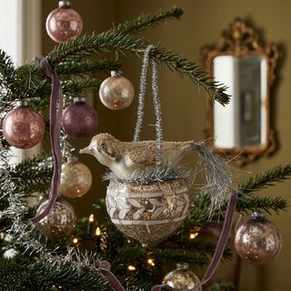 Glass Nesting Bird Ornament