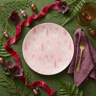 8.5" Pink Reindeer Plate