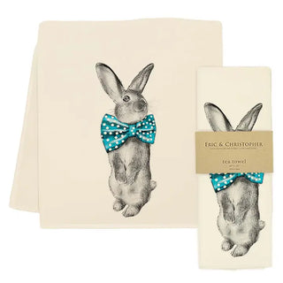 Blue Bunny Bowtie Tea Towel