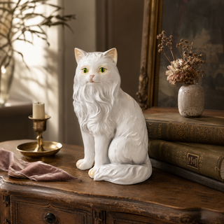 11" White Persian Cat Figurine