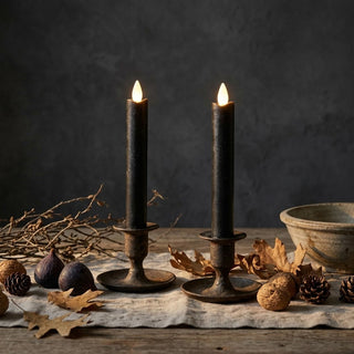 Set of 2 – 6.75" Moving Flame Black Taper Candles