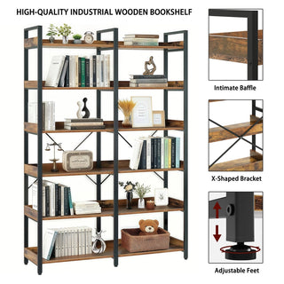 Urban Cafe Industrial 6-Tier Display Bookshelf