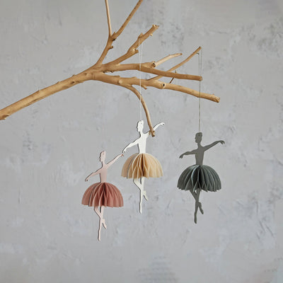 Set of 3 Handmade Folding Honeycomb Ballerina Ornaments