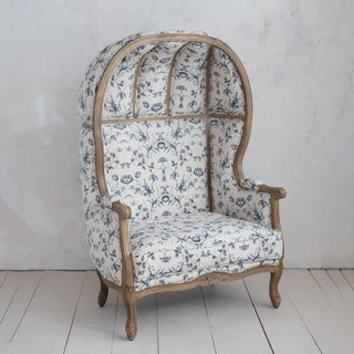 Cotton & Linen Upholstered Printed Balloon Chair - Preorder