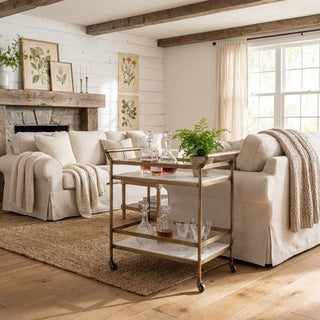 Marble Top Beverage Service Cart