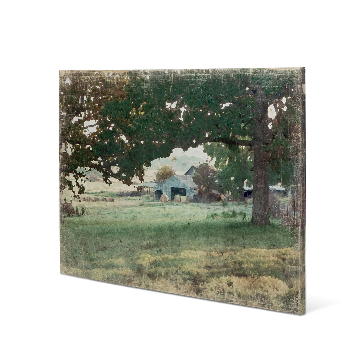 Distressed Watercolor Barn Print On Canvas