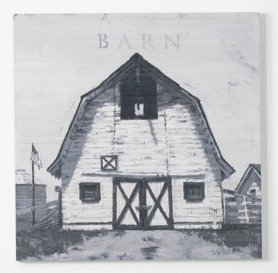 22" Black and White Barn Wall Artwork - Choose Style