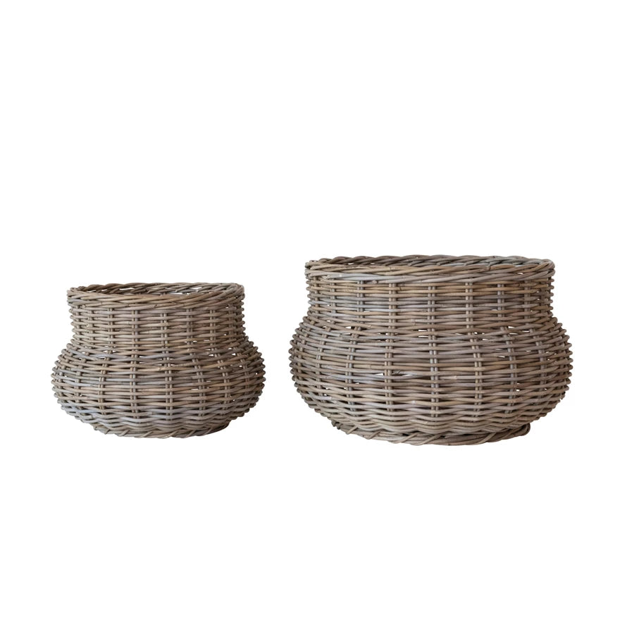 Hand-Woven Rattan Planter - Choose Size