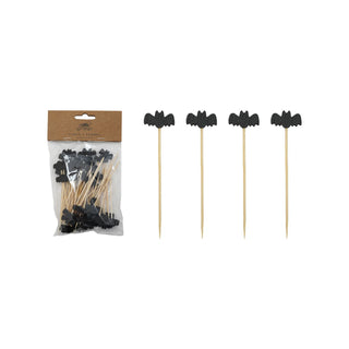 Bat-Shaped Bamboo Party Picks – Set of 50
