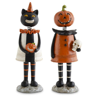 Retro Style Halloween Bobble Head - Choose Pumpkin or Cat