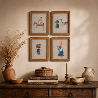 Andean Working Women Framed Print on Linen - Choose Style
