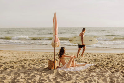 Retro Style Fringed Beach Umbrella - Choose Style