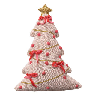 Hand Embroidered Beaded Tree Shaped Pillow