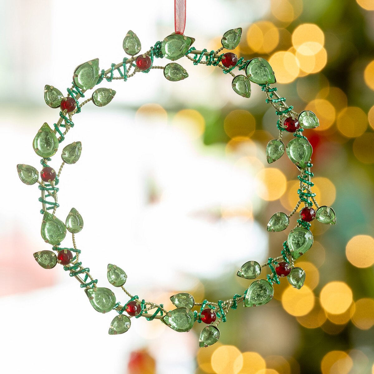 Beaded Vine Wreath Ornament