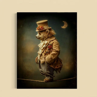 8x10 Moonlit Tightrope Bear Print Wall Decor