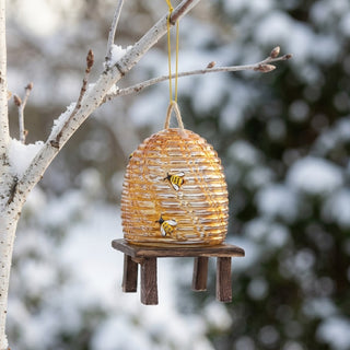Cody Foster Glass Farmstand Bee Skep Ornament