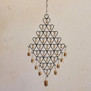 Hanging Metal Hearts Bell Chime