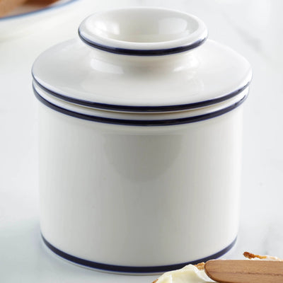 The Original Butter Bell Crock - Le Bistro Blue Trim