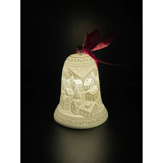 Luumii Lights Porcelain Bell Ornament - Christmas Village