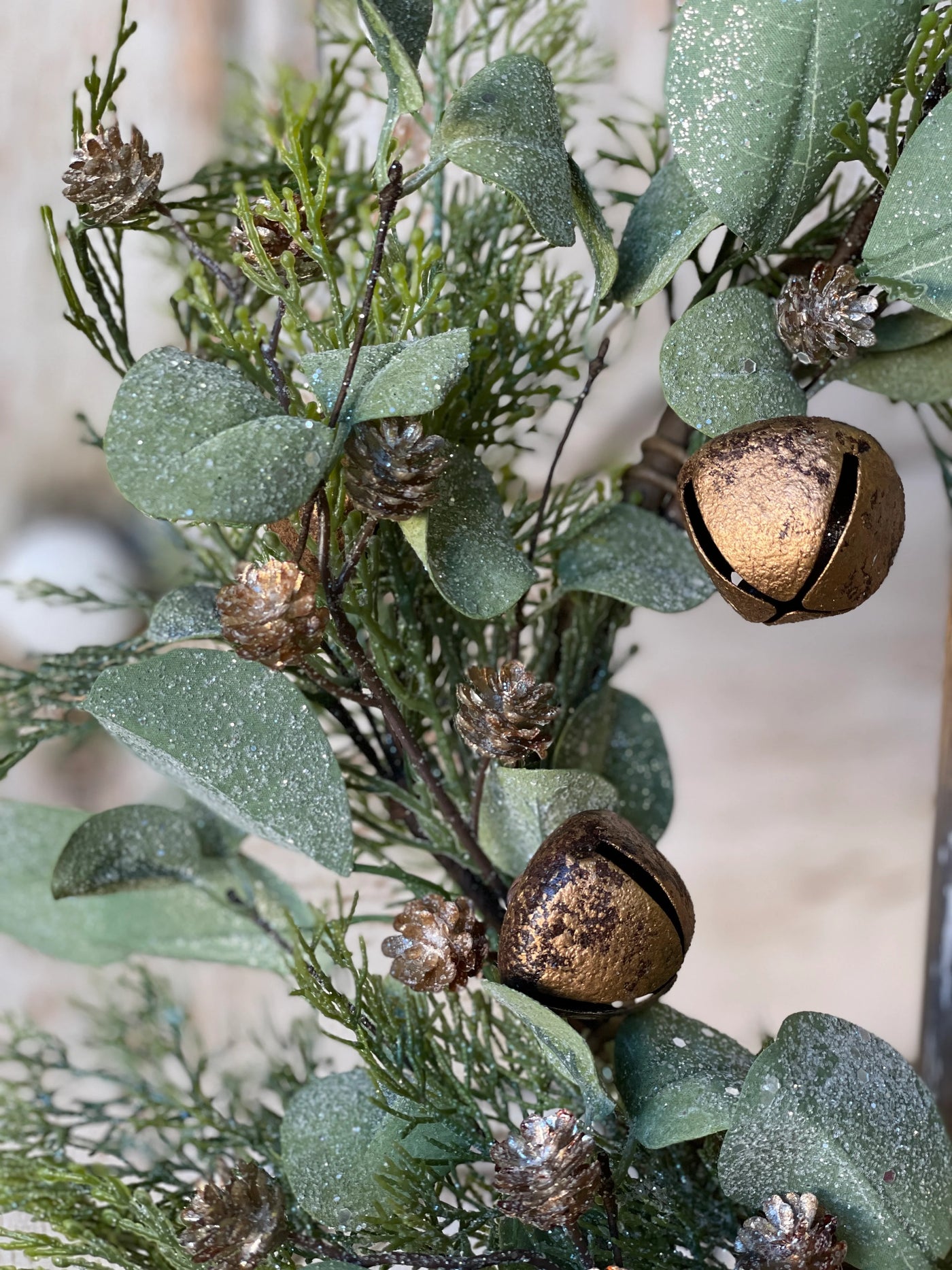 22" Gold Song Eucalyptus Holiday Wreath