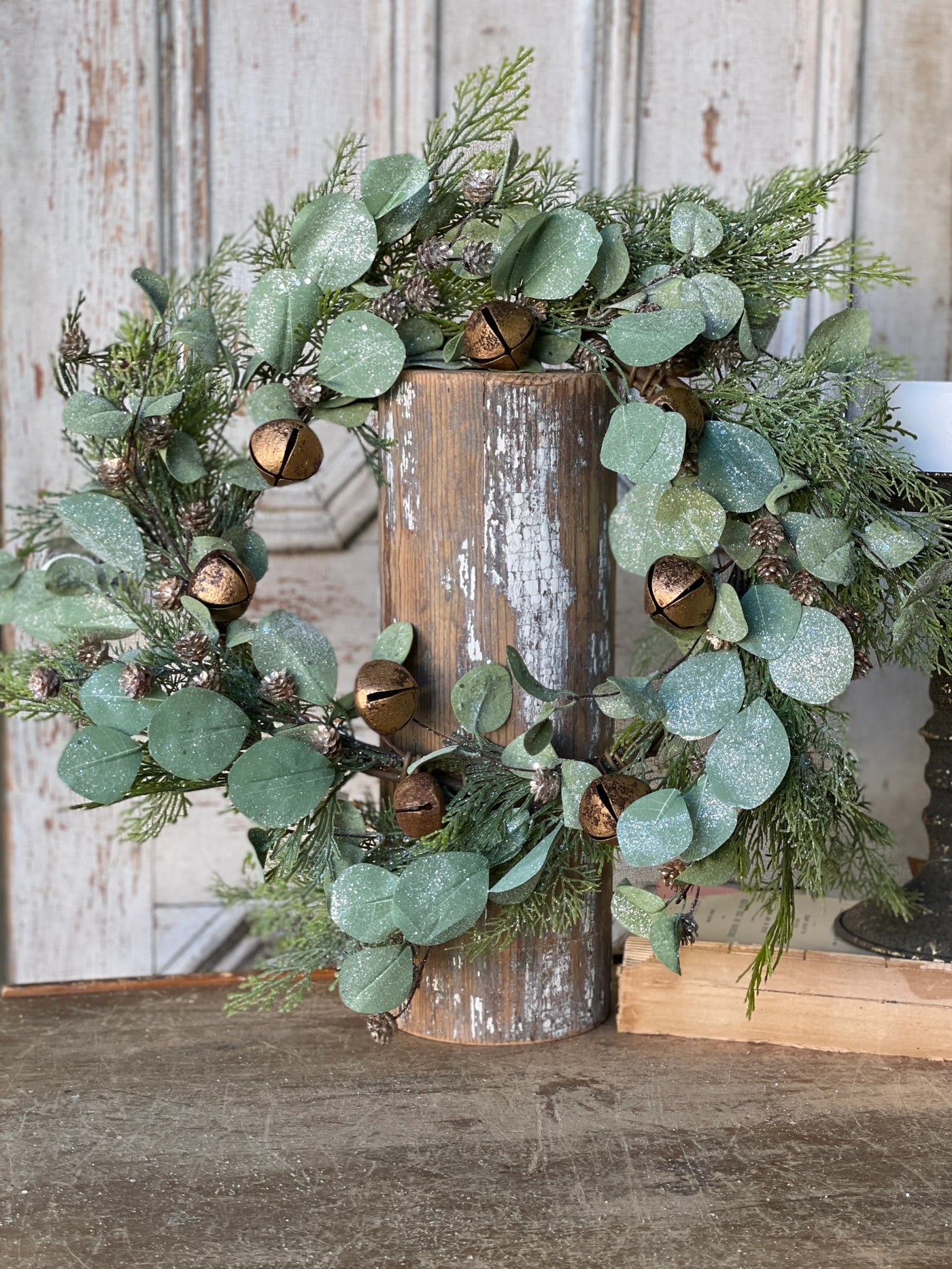 22" Gold Song Eucalyptus Holiday Wreath