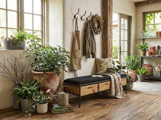 Charcoal Danish Military Blanket Bench Made With Repurposed Harvest Boxes