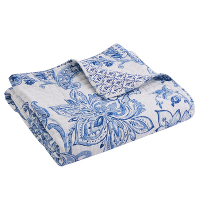 Blue and White Quilted Throw