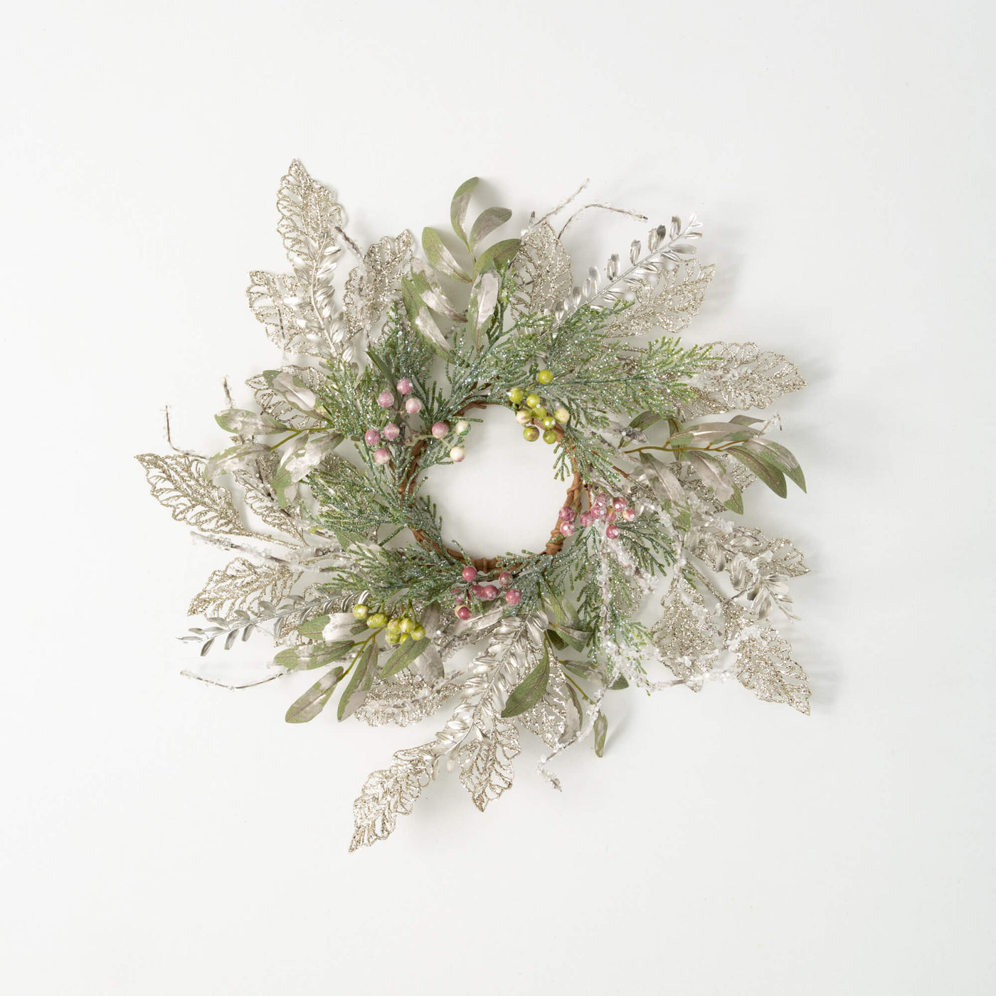 The Cottage Collection 18" Pine and Berry Wreath Candle Ring