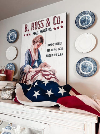 Betsy Ross Vintage Style Canvas Wall Art - Choose Size