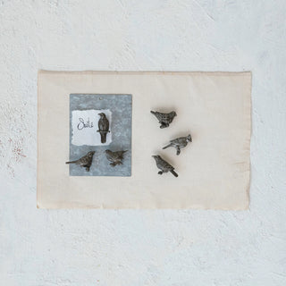 Set of 6 Pewter Bird Magnets