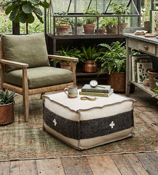 Swiss Army Pouf - Cream and Black
