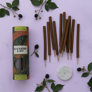 12 Piece Blackberry and Bay Scented Incense Sticks with Holder