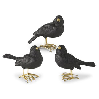 Set of 3 Glittered Blackbirds