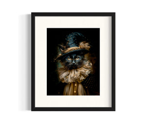 8x10 Magic Black Cat in Wizard Hat Print Wall Decor